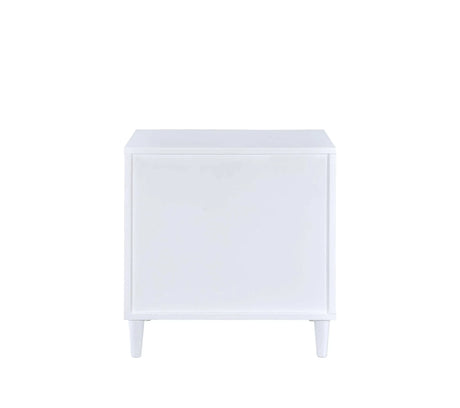 White And Weathered Oak Finish Accent Table With Storage Drawers - Omega Lifestyles