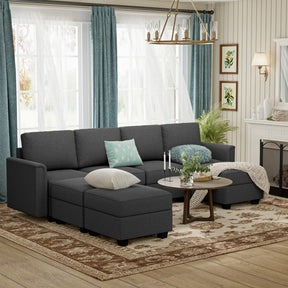 Modular 7-Seat Memory Foam Sectional Sofa With Storage - Omega Lifestyles