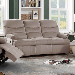 Manual Reclining Velvet Sofa With Plush Cushion Support - Omega Lifestyles
