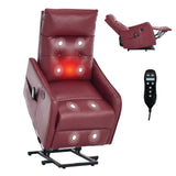 Red Faux Leather Power Lift Recliner Chair With Massage - Omega Lifestyles