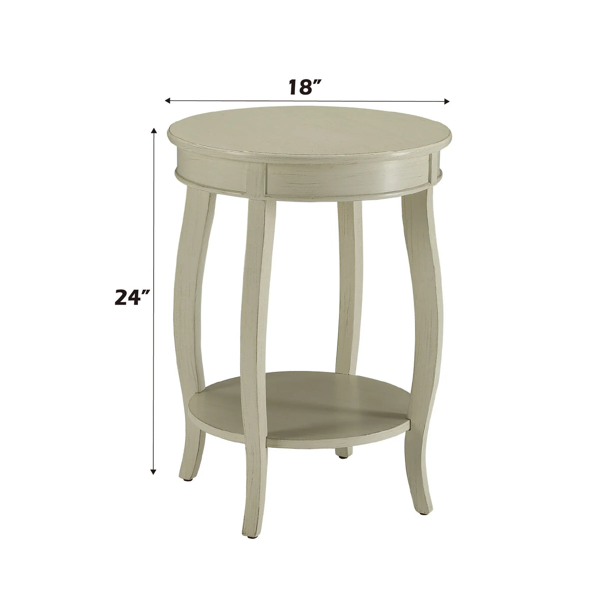 Antique White Synthetic Wood Round Leg Accent Table - Omega Lifestyles