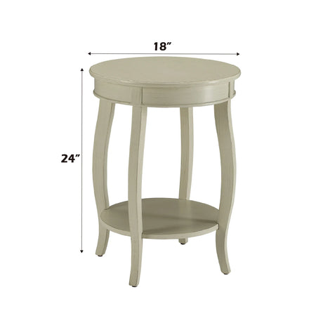 Antique White Synthetic Wood Round Leg Accent Table - Omega Lifestyles