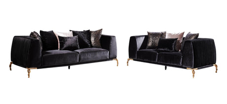 Modern Velvet Upholstered Wood Frame Sofa With Pillows - Omega Lifestyles