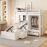 Twin Hydraulic Storage Bunk Bed With Wardrobe Drawers