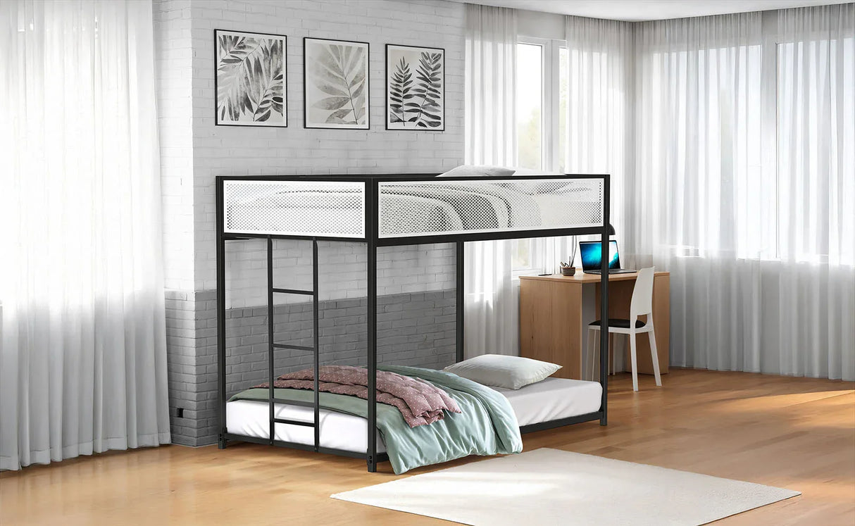 Contemporary Twin Over Twin Metal Bunk Bed Mattress Ready - Omega Lifestyles