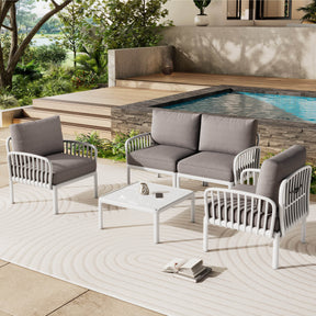 5-Piece Modern Outdoor Patio Seating Set With Cushions - Omega Lifestyles