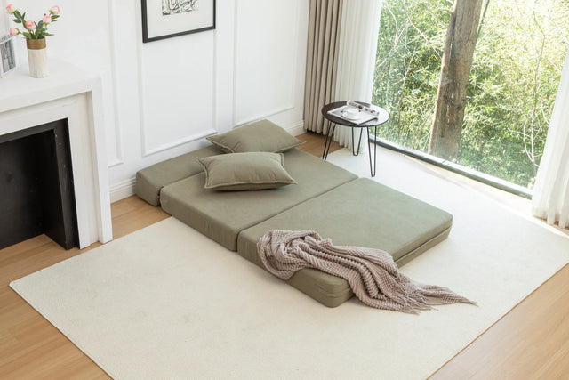 Foldable Corduroy 2-Seat Sofa Bed With Mattress - Omega Lifestyles