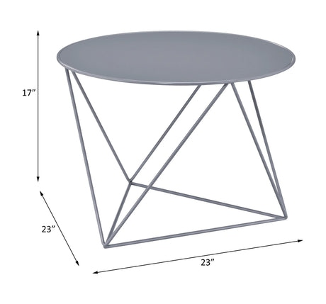 Metal Gray Round Display Utility Accent Table - Omega Lifestyles