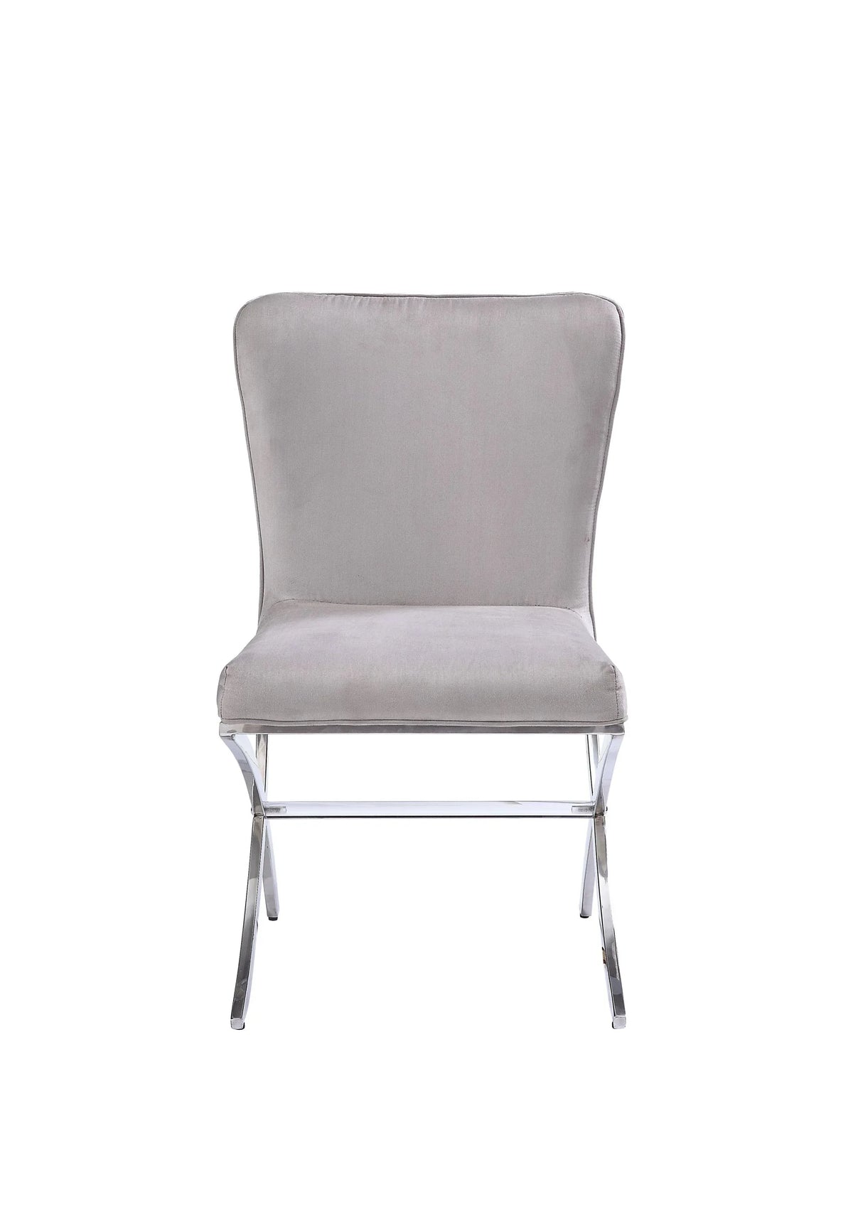 Set Of 2 Light Gray Velvet Upholstered Side Chairs - Omega Lifestyles