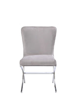 Set Of 2 Light Gray Velvet Upholstered Side Chairs - Omega Lifestyles