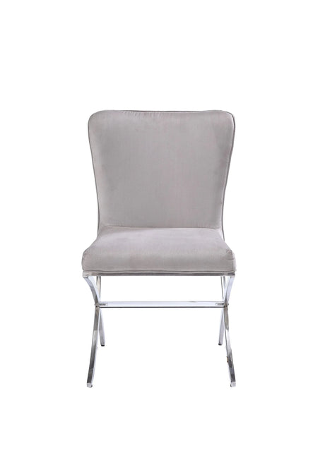 Set Of 2 Light Gray Velvet Upholstered Side Chairs - Omega Lifestyles
