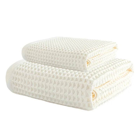 70X140Cm Large Towel Modern Waffle Bath Towel Set Quick Drying Knit Fabric Plaid Pattern Soft Absorbent Cotton Solid Color