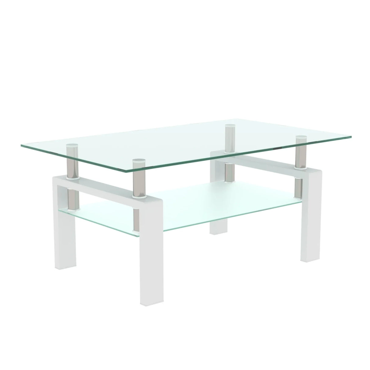 Modern Rectangle Glass Coffee Table With Double Storage - Omega Lifestyles