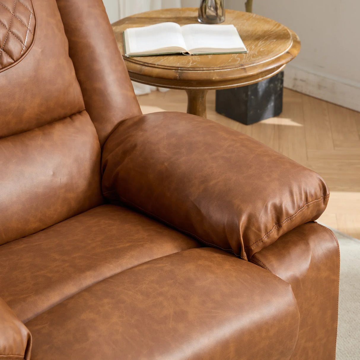 Medium-Firm PU Leather Remote-Controlled Heating Massage Recliner - Omega Lifestyles