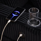 Oversized Corduroy Recliner Sofa With USB Charging - Omega Lifestyles