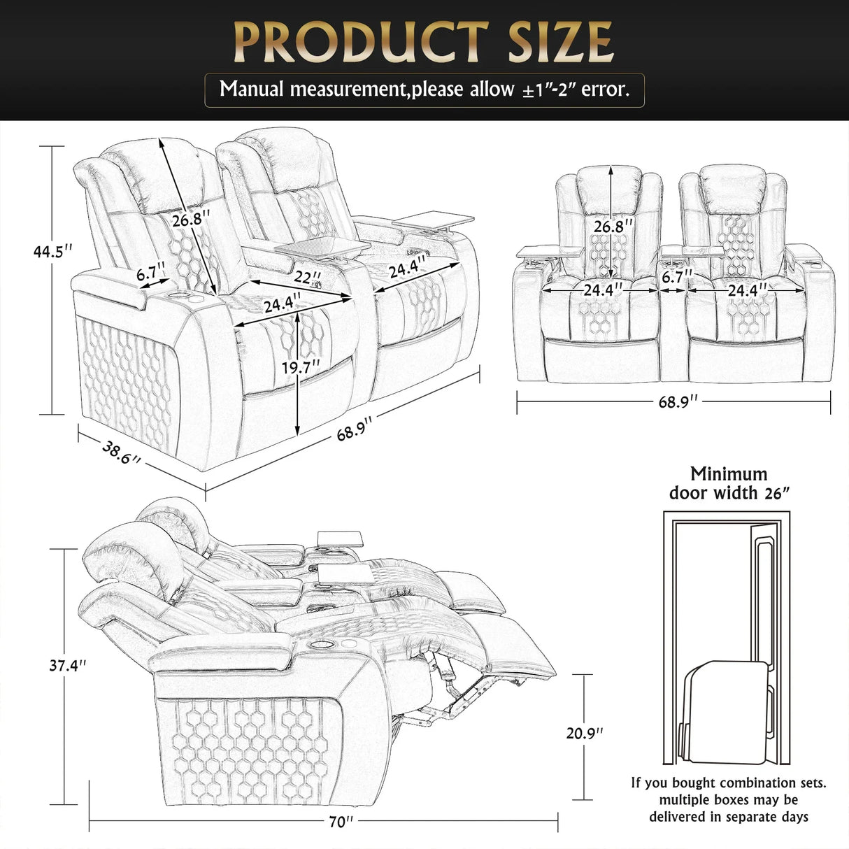 Power Recliner 2-Piece Genuine Leather Adjustable Chair - Omega Lifestyles