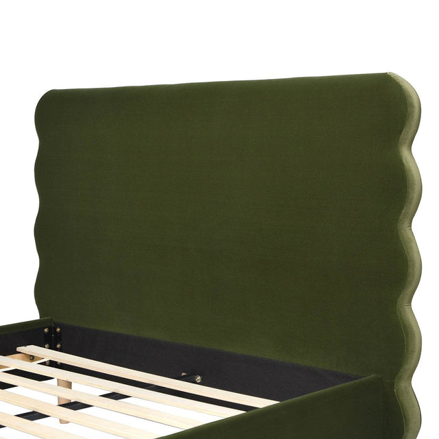 Modern Wavy Velvet Upholstered Queen Bed Frame - Omega Lifestyles