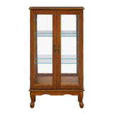 Lighted Oak Curio Cabinet With Adjustable Tempered Glass Shelves - Omega Lifestyles