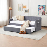 Twin Velvet Upholstered Daybed Frame With Trundle - Omega Lifestyles