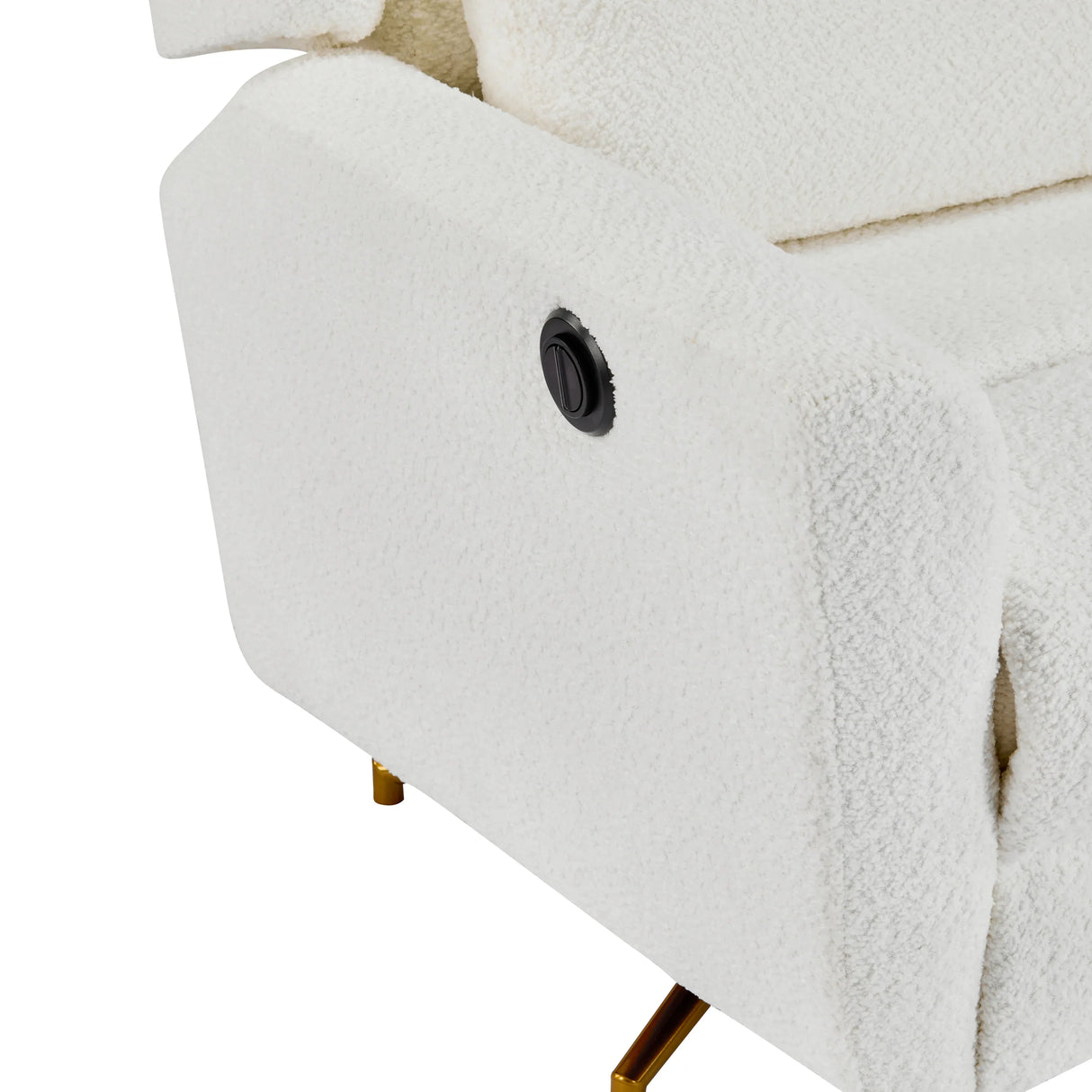 Boucle Upholstered Beige Power Recliner Chair With Swivel - Omega Lifestyles