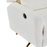 Boucle Upholstered Beige Power Recliner Chair With Swivel - Omega Lifestyles