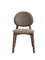 Set of 2 Light Brown Linen Upholstered Walnut Side Chairs - Omega Lifestyles