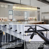 Rectangular Water Ripple Crystal Glass 10-Light Chandelier - Omega Lifestyles