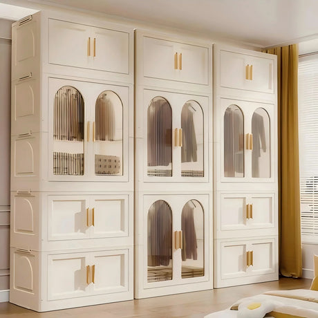 Folding Plastic Wardrobe Cabinet With Wheels and Hangers - Omega Lifestyles