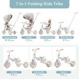 7-in-1 Multifunctional Foldable Baby Tricycle With Canopy - Omega Lifestyles