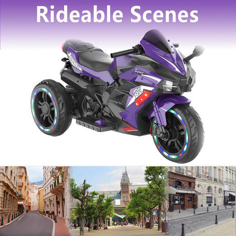 12V Violet Kids Electric Ride-On Motorcycle Toy - Omega Lifestyles