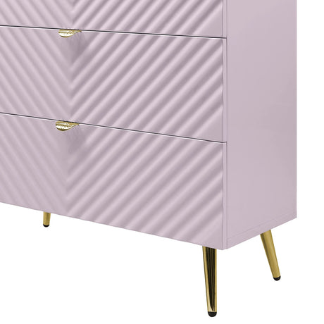 Pink High Gloss Wave Pattern 5-Drawer Chest - Omega Lifestyles