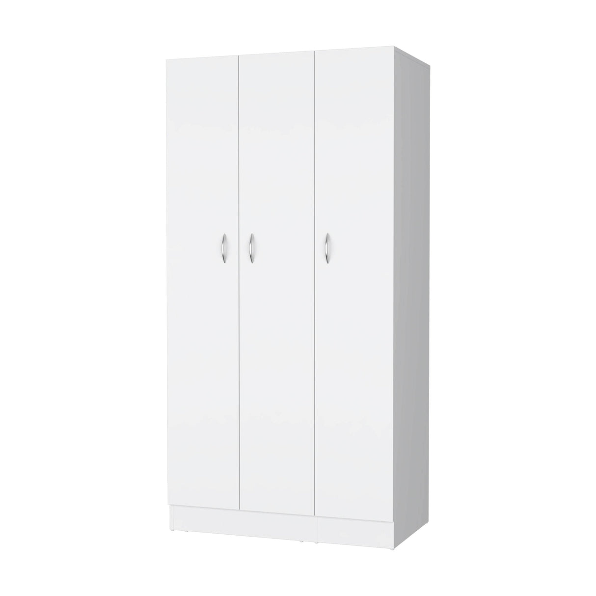 White Engineered Wood Three-Door Wardrobe With Drawers - Omega Lifestyles