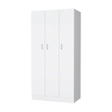 White Engineered Wood Three-Door Wardrobe With Drawers - Omega Lifestyles
