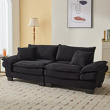 Corduroy Upholstered Foam Loveseat Sofa With Pillows