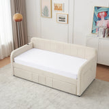Twin Upholstered Velvet Daybed Frame With Trundle - Omega Lifestyles