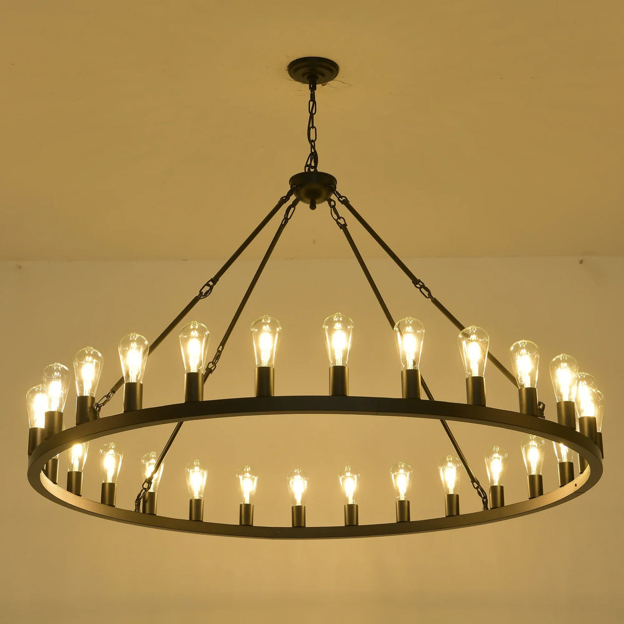 Large 53 Inch Matte Black Wagon Wheel Chandelier - Omega Lifestyles