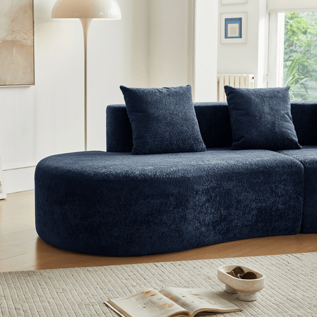 Modern Curved Velvet 5-Seater Armless Sectional Sofa - Omega Lifestyles