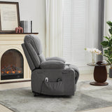 Medium-Firm Corduroy Remote-Controlled Heating Massage Recliner - Omega Lifestyles