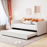 Twin Velvet Upholstered Daybed With Ergonomic Backrest And Trundle - Omega Lifestyles