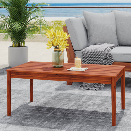 Rustic Acacia Wood Outdoor Coffee Table - Sleep Galleria