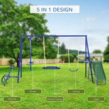 Heavy-Duty Steel 5-in-1 Kids Outdoor Swing Set - Omega Lifestyles