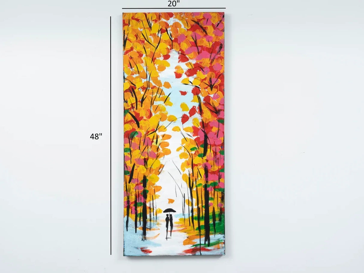 Hand-Painted Orange Canvas Wall Painting Portrait - Omega Lifestyles