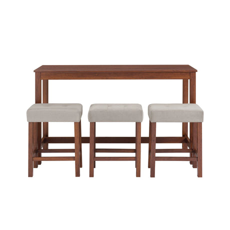 4-Piece Cherry Wood Bar Table Set With Power Outlets - Omega Lifestyles