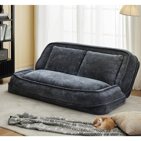 Convertible Adjustable Chenille Loveseat Lazy Sofa Bed - Omega Lifestyles