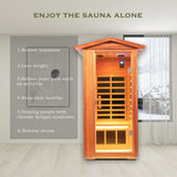 Far Infrared Khaya Wood Outdoor Sauna Room - Omega Lifestyles