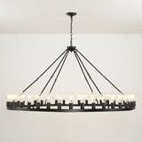Matte Black Wagon Wheel 30-Light Metal Chandelier - Omega Lifestyles