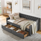 Twin Upholstered Tufted Daybed With Storage Drawers - Omega Lifestyles