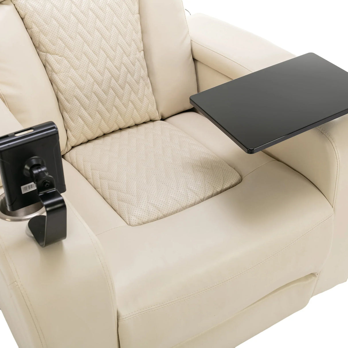Power PU Leather Recliner Chair With Tray Table USB Port - Omega Lifestyles