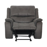 Transitional Dark Gray Fabric Pillow Top Glider Recliner - Omega Lifestyles