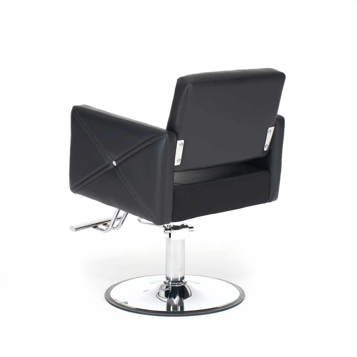 Black PU Leather Adjustable Height Barber Chair with Swivel - Omega Lifestyles